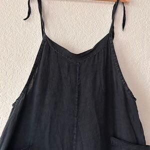 Beachwood Baby 100 % linen jumpsuit or overall in  black - one size fit all